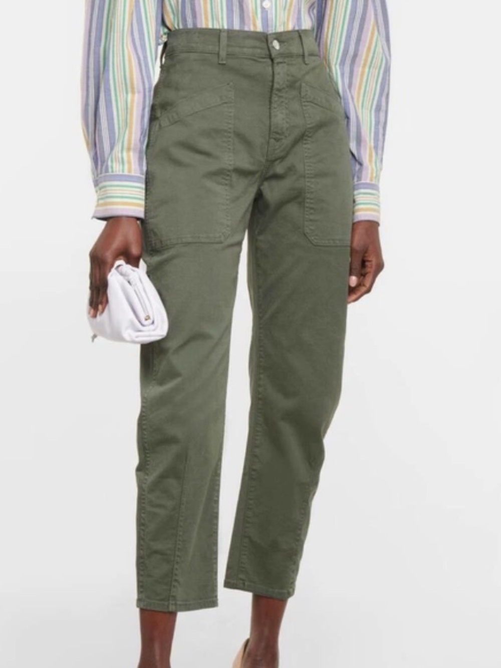 Veronica Beard Charlie Barrel Leg Pants High Rise cargo Olive Green size 27